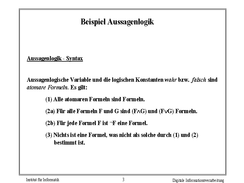 Beispiel Aussagenlogik